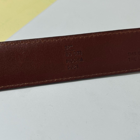 Coach Men's Brown Leather Belt Size 32w Brown Woven Texture - Picture 7 of 10